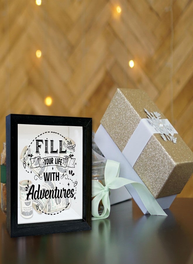 Mueddur Adventure Fund Shadow Box Frame, Honeymoon Fund Box with Slot, Fill Your Life with Adventures Theme Travel Memory Box, Adventure Archive Box Wedding Gifts, Decorative Wooden Money Savings -04 - Image 5